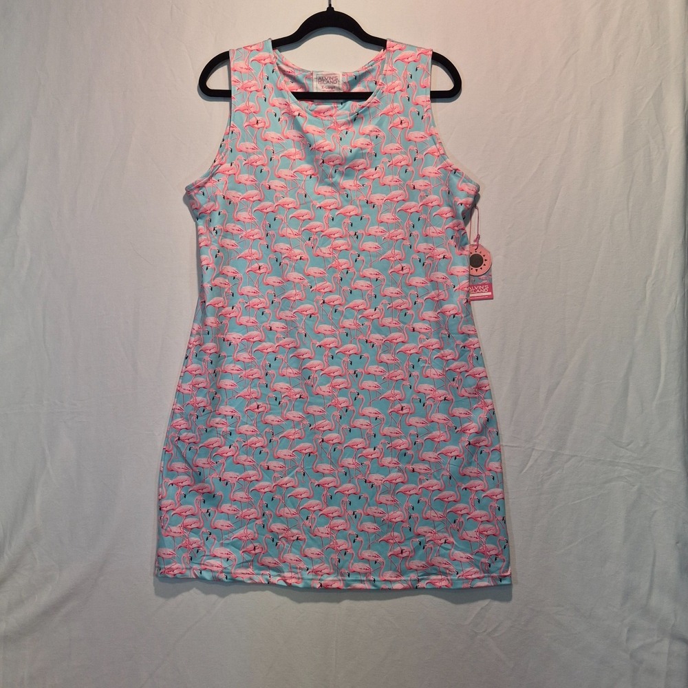 NWT Alvin's  Island XL UPF Sundress Flamingos  Beachy Tropical Preppy Playful